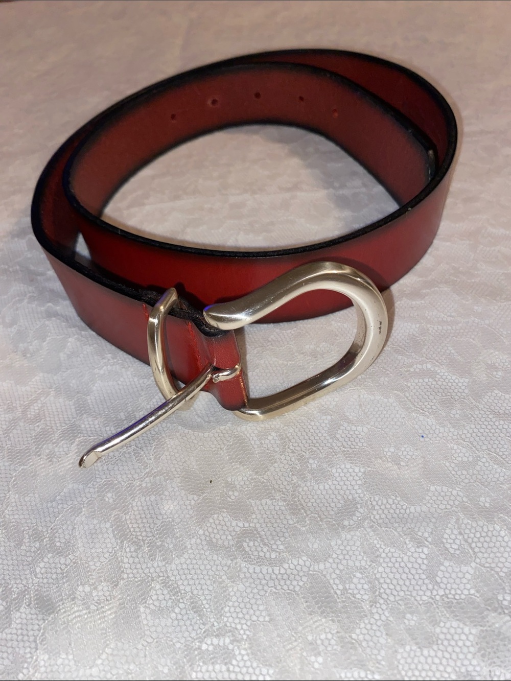 Fossil Brown Leather Belt with Embossed Logo